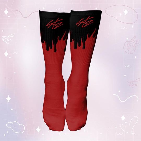 Skz Logo Fire K-pop Socks, Fan Accessory, Unique Fan Gift, Souvenir Gift, Perfect Concert Outfit Mix, Best Gift for fan Kpop