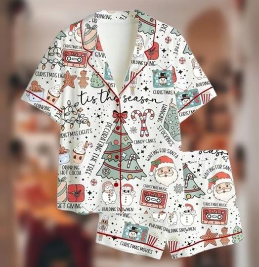 Discover Christmas Pajamas Set for Women, Cute Santa Gingerbread & Christmas Tree Pajamas, Cute Holiday Loungewear, Matching Family Christmas Gift