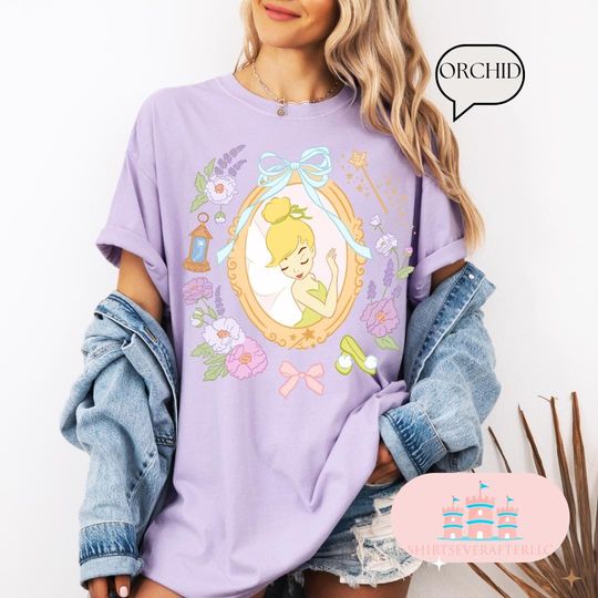 Discover Vintage Disney Tinkerbell Floral Shirt, Disney Princess Tinkerbell shirt, FairyTee, Magic Kingdom shirt