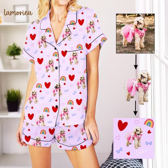 Personalized Family Pajamas, Custom Dog Portrait, Pet Lover Gift, Pajamas Women, Birthday Gifts, Photo Pajamas, Gift for Her, Gift for Him