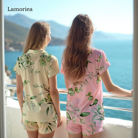 Discover Customized Holiday Pajama, Wedding Matching Pajamas, Vacation Pajamas Set, Pink Floral Pajamas Set, White Bridal Pajamas Set, Gift for Her