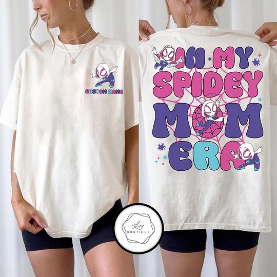 Personalized 2-Sided In My Spidey Mom Era T-Shirt, Spider Hero Mom Tee