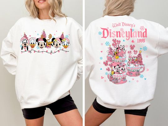 Pink Mickey and Friends Double Sided Sweatshirt, Mickey’s Merry Christmas Party 2025 Tee