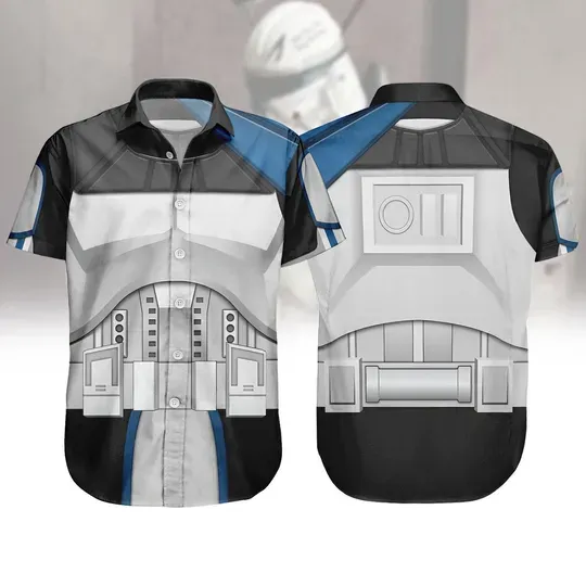 Discover The Clone Trooper Cosplay Button Shirt, Star Wars Hawaiian Shirt Men, Halloween Costume, Robots Button Up Shirt, Galaxy's Edge Shirt