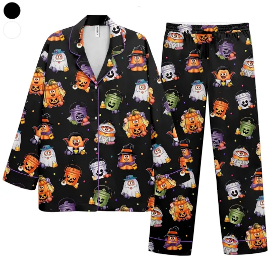 Discover Halloween Pajama Set for Women,Witchy Pumpkin Pajamas,Halloween Sleepwear,Casual