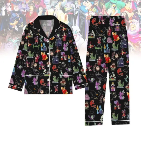 Never Too Old For Villain Characters Halloween Gift Spooky Season Pajamas Set