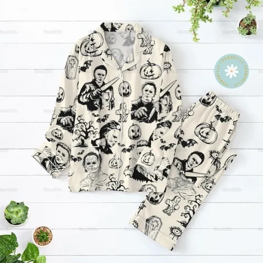 Halloween Michael Myers Pajamas Set, Horror Characters Pjs, Myers Thriller Pajam