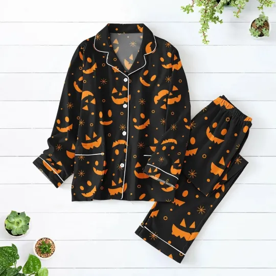 Funny Pumpkin Pajamas Set, Cute Halloween Pajamas Family, Spooky Fall Nightwear