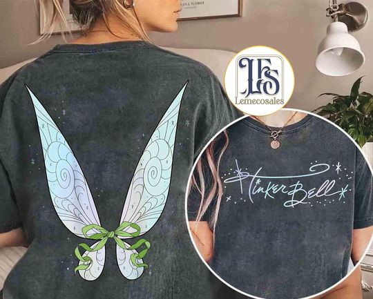 Discover 2-sided Tinker Bell Costume Shirt, Disney Peter Pan Matching Tee, Disney Fairy Wings Shirt, WDW Magic Kingdom Family Vacation 2025 Trip