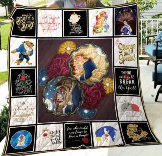 Custom Name Beauty and the Beast Disney Blanket Gift for Her or Him Fleece blanket