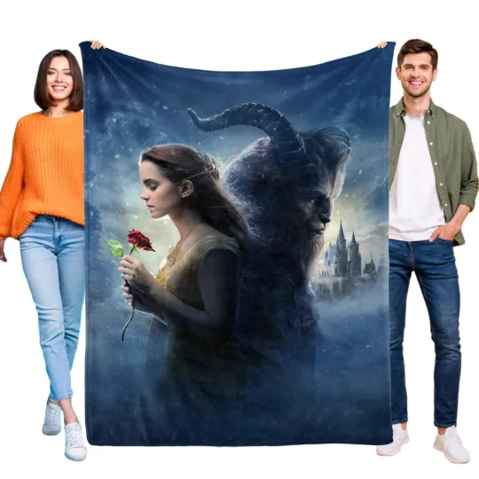 Disney Beauty And The Beast  Blanket, Rose Flower Fleece Blanket