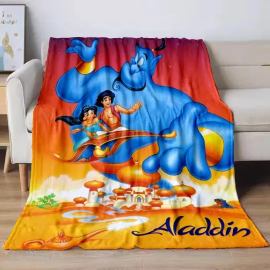 Disney Aladdin Blanket Genie Jasmine Magic Carpet  Fleece Blanket
