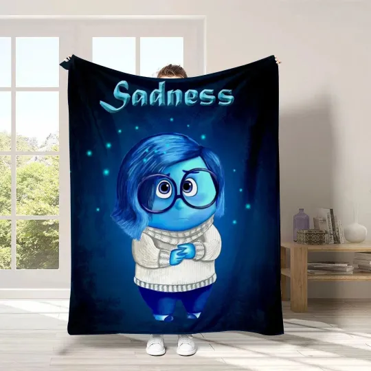 Discover Inside Out 2 Plush Blanket, Sadness Cartoon Fleece Blanket, Disney Blanket