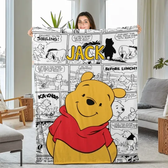 Discover Custom Winnie The Pooh Blanket, Disney Cartoon, Winnie Pooh Fleece Blanket