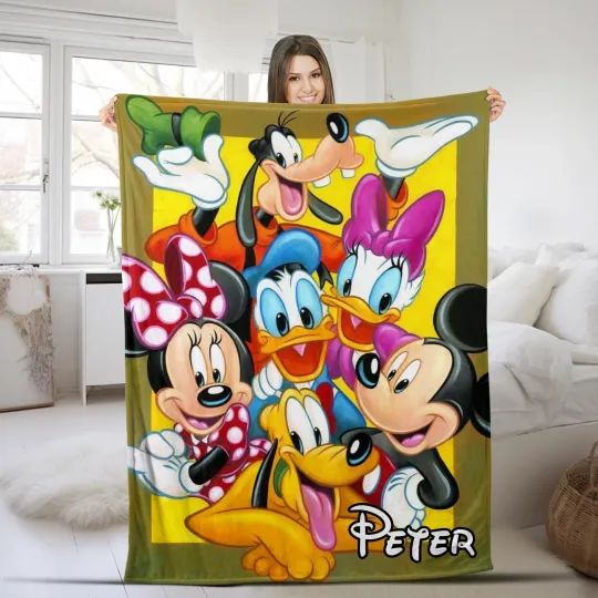 Discover Mickey And Friends Blanket, Mickey Mouse Fleece Mink Sherpa Blanket, Disney Movi