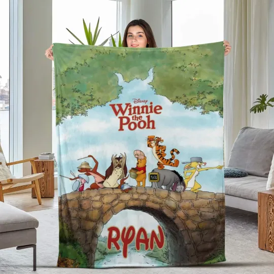 Disney Winnie The Pooh Blanket, Personalized Pooh And Friends Fleece Blanket