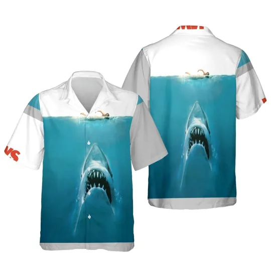 Shark Jaws Shirt Jaws Movie Casual Summer Beach Hawaiian Shirt