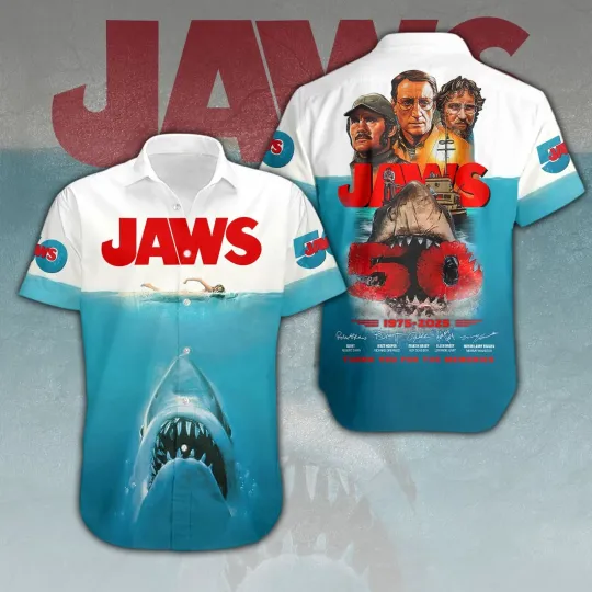 Discover Jaws Short Sleeve Dress   hawaiian shirt