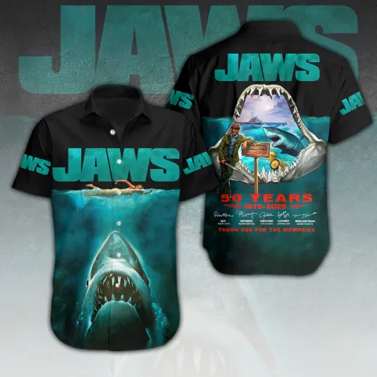 Jaws Short Sleeve Dress Shirt, Gift for Shark Lover