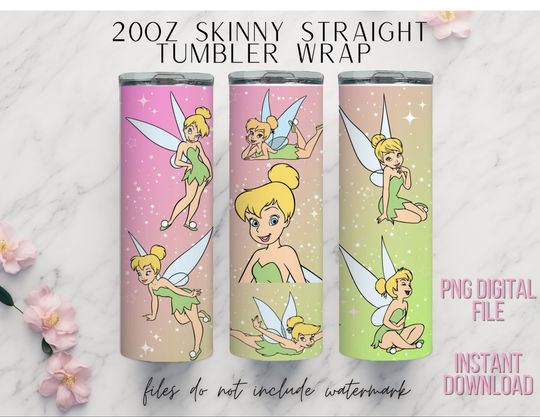 Tinkerbell Tumbler 20oz, Full Size Cartoon Tumbler with Lid and Straw