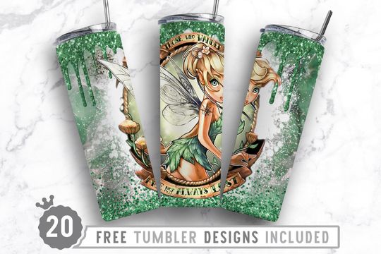 20oz Birthday Magic Skinny Tumbler with Lid and Straw - Cartoon Characters, Princess, Tinkerbell, Love