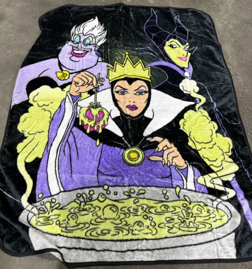 Discover Disney Villains Ursula Maleficent Evil Queen 60” X 80” Twin/Full FLEECE Blanket
