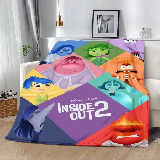 Discover Inside Out2 Disney Cartoon Blanket, Sadness, Anxiety, Embarrassment Fleece Blank