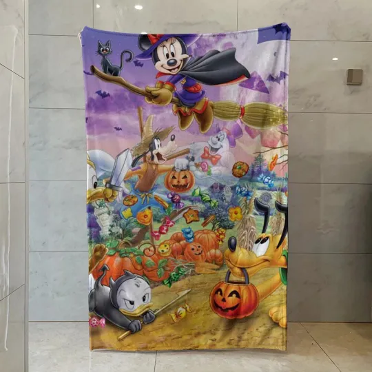 Discover Disney Halloween Blanket, Mickey Family Fleece Blanket