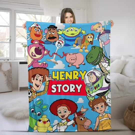 Discover Personalized Disney Toy Story Plush Fleece Blanket, Custom Name Blanket