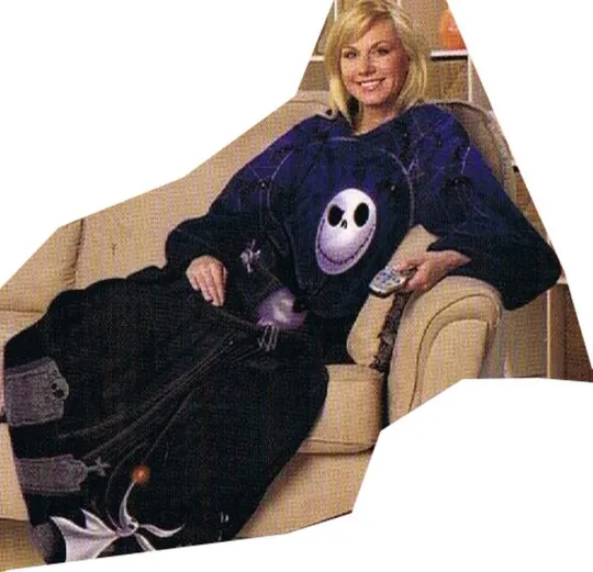 The Nightmare Before Christmas Comfy Blanket with Sleeves Jack Skellington Zero