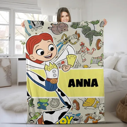 Discover Custom Name Disney Jessie Plush Fleece Blanket, Toy Story Blanket