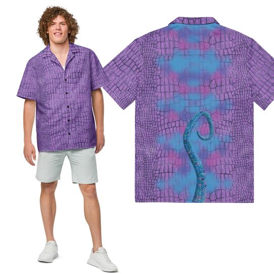 Purple Lizard Costume 2XS - 6XL Plus Size Randall Boggs Monsters Inc Villain Cosplay Button up Short Sleeve Shirt Halloween Cartoon Gift