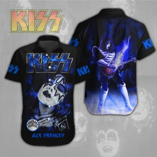 Discover Kisss Baand Short Sleeve Dress Hawaiian Shirt, Retro Rock Shirt, Band Fan Gift