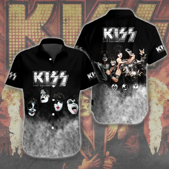 Kisss Baand Short Sleeve Dress hawaiian shirt, Retro Rock Shirt, Band Fan Gift