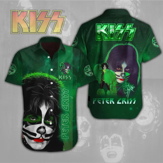 Peter Criss x Kisss Baand Short Sleeve hawaiian shirt, Retro Rock Shirt, Band Fan Gift