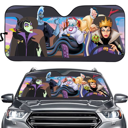 Disneyland Villain Car Auto Sun Shade Evil Queen Malecifent Hades Ursula Car Sunshade WDW Family Car Sunshade