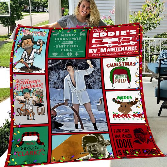 Christmas Vacation Shitter's Full Blanket, National Lampoon's Christmas Vacation Gift Blanket, Cousin Eddie Clark Griswold Blanket Christmas