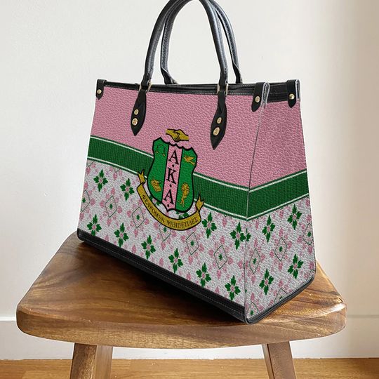 Alpha Kappa Alpha Leather Handbag, AKA Women's Leather Bag Gift