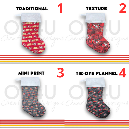 Personalized San Francisco 49ers Christmas Stockings | Holiday Family Stockings for Christmas | 49ers Decorations | Christmas Ornaments |