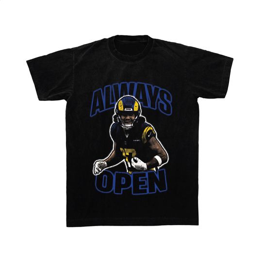 Discover Puka Nacua Always Open Oversized Bootleg Rams Tee, Puka Dot Throwback Vintage wide receiver shirt, trendy birthday present gift!