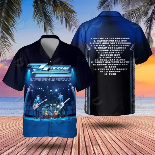 Discover Rock Band ZZ Top Live From Texas Hawaiian Shirt, Gift for Fan
