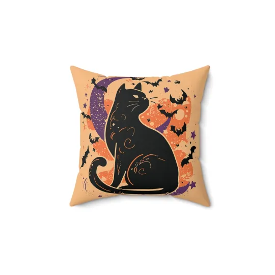 Discover Halloween Black Cat Throw Pillow Cover