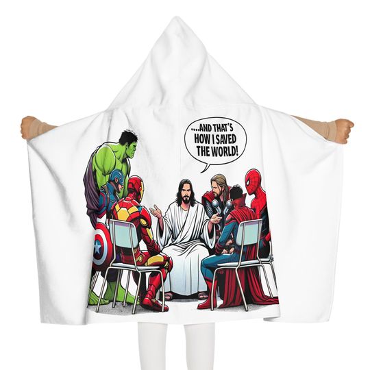 Christian Kids Hooded Towel, Jesus Super Hero Bath Time Fun, Avengers Inspired Towel, Youth Beach Christian Poncho, Christian Gifts for Kids