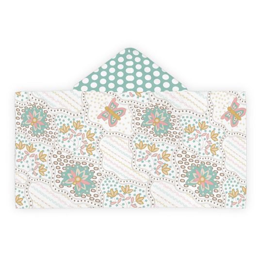 Floral Western Youth Hooded Towel, Kids Bath Towel, Children Poncho Towel, Cute Cowgirl Beach Towel, Flower Pattern Infant Hooded Towel