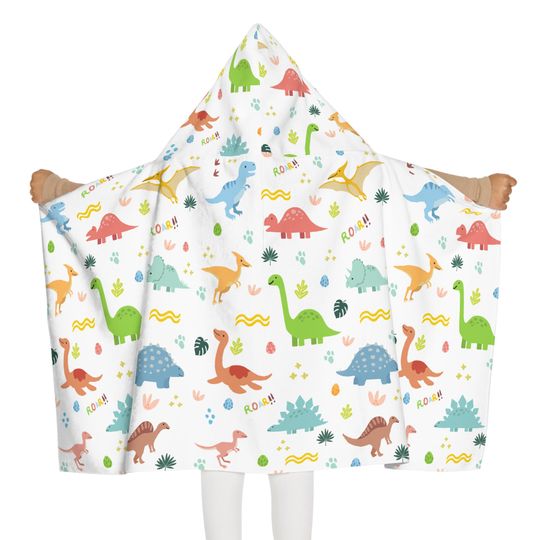 Dinosaur Youth Hooded Towel for Kids | Fun Bath Time Gift, Pool Cover-Up, Beach Towel, Toddler Towel, Dino Theme