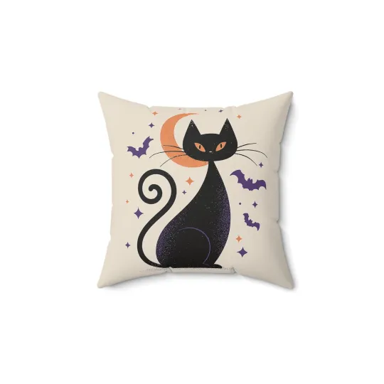 Discover Halloween Black Cat Throw Pillow Cover