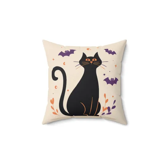Discover Halloween Black Cat Throw Pillow Cover - Spooky Home Decor Accent Cushion