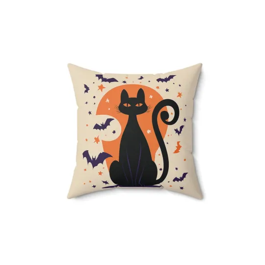 Discover Halloween Black Cat Throw Pillow Cover