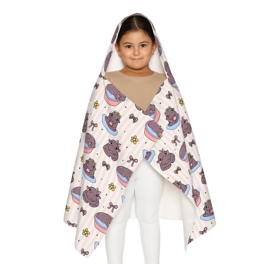 Moo Deng Kids Bath Towel | Cute Hippo Kids Hooded Towel | Fun Bath Childrens Towel | Kids Beach Towel | Moo Deng Gift for Child