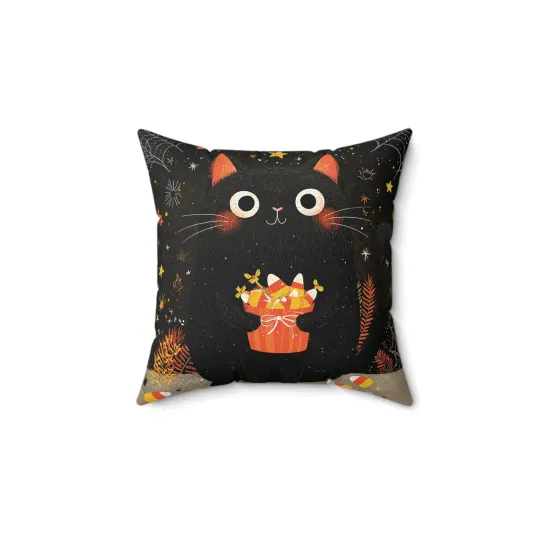 Discover Halloween Black Cat Throw Pillow & Cover